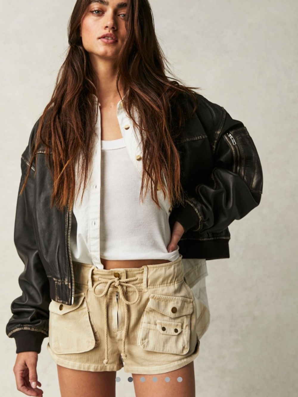 Free People Beige Cargo Drawstring Short - Picture 5 of 5